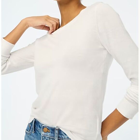 J. Crew Factory Cotton Teddie sweater in white NWT - Picture 1 of 10